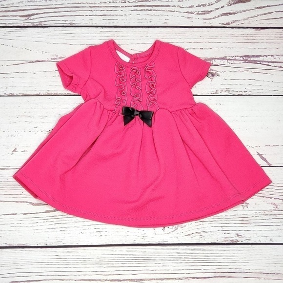 Bonnie Baby Short Sleeve Dress with Bow Pink 12 m - Picture 5 of 5